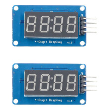 2X TM1637 4-Bits LED-Displaymodule voor , 0,36 Inch 7-Segment Anodeklokbuis en 4 Seriële Driverkaarten