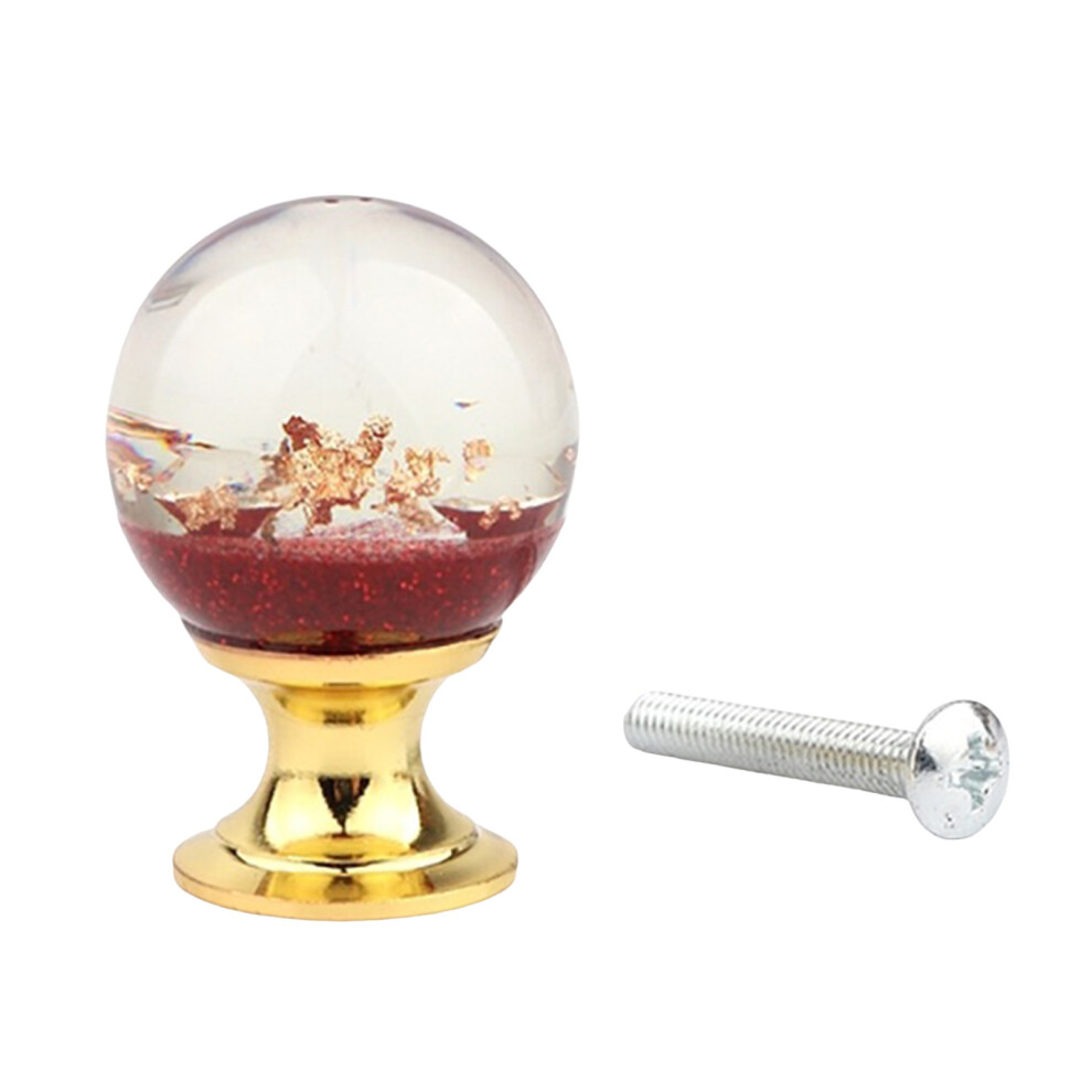 (Red) Unique Resin Glass Ball Cabinet Knobs - 50 Chars 6017806788098