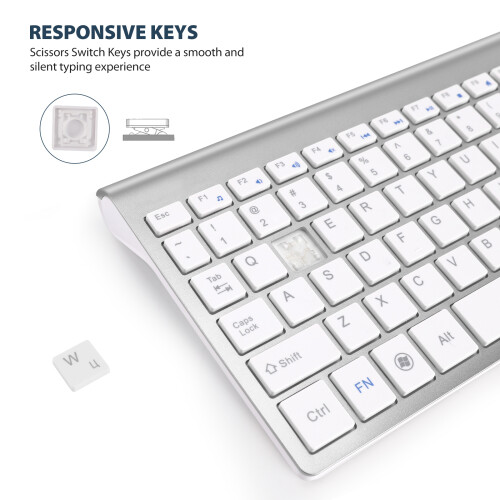Wireless Keyboard and Mouse Combo  Silver 2