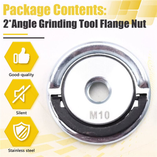 2Pcs Angle Grinding Tool Flange Nut,M10 Thread Angle Grinder Flange Nut, Flange Locking Nut for Fixing Cutting Disc 1