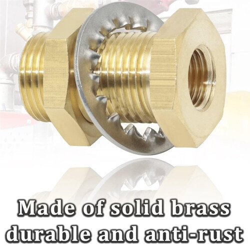 4 Pcs 1/4 Bulkhead Brass Pipe Fitting Anchor Coupling Bulkhead Tank Fitting 1/4" Bulkhead Tank Fitting Hose Connector 1