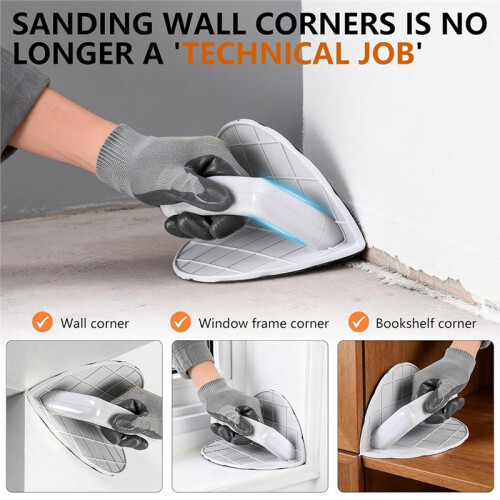 Drywall Corner Sander with 12PCS 9 Inch Sanding Discs, Semi-Circular Hook and Loop Backing for Efficient Sanding 2