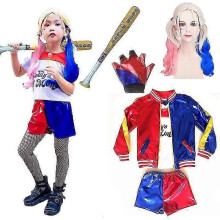 (As show, Kid-S) 6 Pack Harley Quin Cosplay Costume Halloween Suicide Cosplay Suit For Adults And Kids