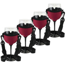 (As show, One size) 4PCS Portable Wine Glass Holder Strap Wine Sling Yoke Glass Holder B