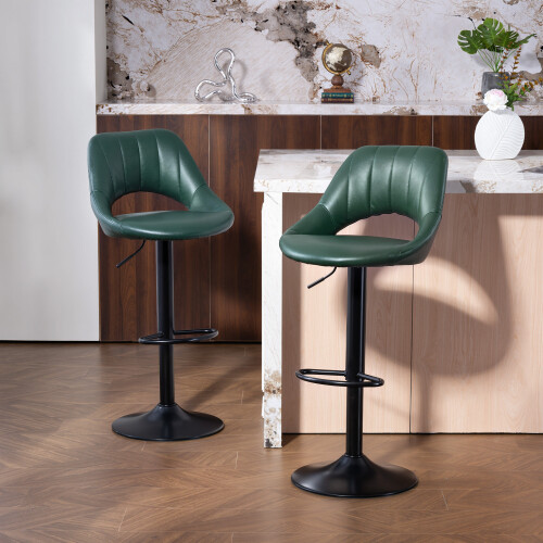 Homcom HOMCOM Barstools Set of 2, Dining Stools with Backrest and Footrest
