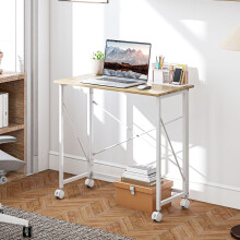 (Not Specified|) HOMCOM Folding Desk on Wheels, Writing Table for Home Office