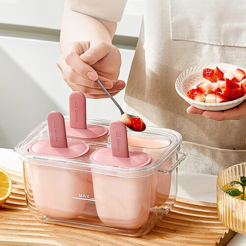 (Pink) Easy-Release Popsicle Molds for Ice Cream & Yogurt 2