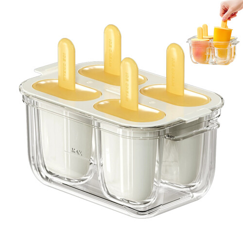 (Yellow) Easy-Release Popsicle Molds for Ice Cream & Yogurt 1
