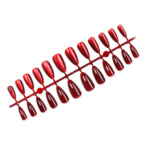Eco-Friendly Cherry Red Cat Eye Nail Tips 2