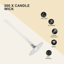 500Pcs Candle Wicks 1 Inch Low Smoke Candle Wick with Metal Tabs Tea Light Wicks for Candle Making