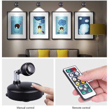 Drahtlos Spotlight Indoor, Batterie Betriebene Akzent Leuchten Art Lights für GemäLde, Led Wand Leuchte mit Fern Bedienung (2 Pack, B)