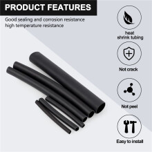 300Pcs 3:1 Heat Shrink Tubing Kit with Glue Dual Wall Tubing 2.4/3.2/4.8/6.4/7.9/9.5/12.7mm Adhesive Lined Sleeve Wrap