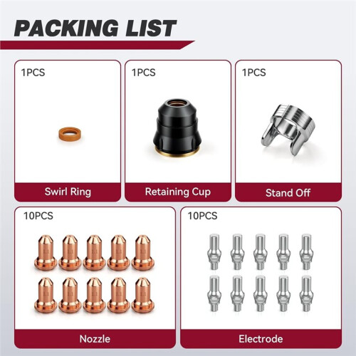 23Pcs IPT60 Plasma Cutter Torch Consumables Kit for CUT55 Models, .045" Accessories 1