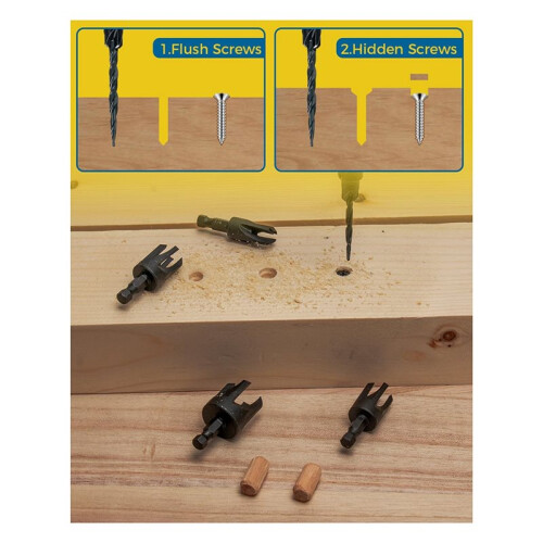 16PCS Countersink Drill Bit Set for Woodworking with Storage Box, Adjustable Depth & Hex Shank