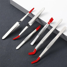 6 Pieces Tweezers with Rubber Tips -Lock Tweezers PVC Coated Tweezers Jewelry Tweezers Anti Scratch Tweezers