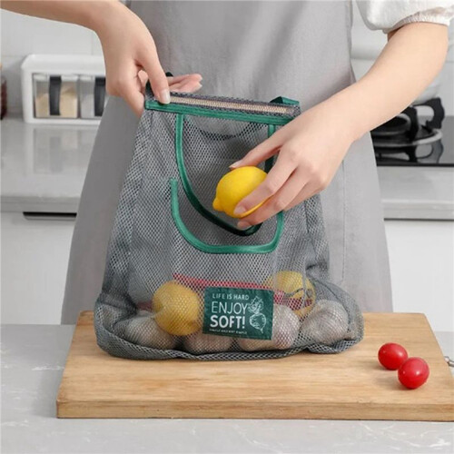 2X Reusable Kitchen Hanging Mesh Bag Large Capacity Home Fruit Vegetable Storage No.3 2