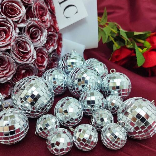 54 Pcs Disco , Hanging Disco  Decor  Silver Disco  Cake Topper Mirror  Decorations Wedding Christmas 1