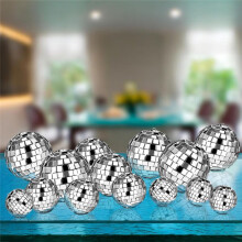 54 Stück Discokugeln, zum Aufhängen, -Diskokugeln in Silber, Tortenaufsatz, Spiegelkugeln, Dekorationen für Hochzeiten und Weihnachten