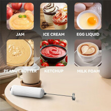 Handheld Electric Milk Frother Foam Maker Drink Mixer Whisk Beater for Coffee Latte Matcha White