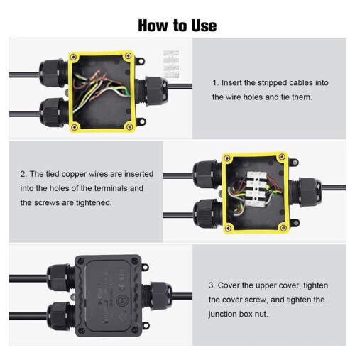 Junction Box Outdoor Waterproof Electrical Box,3 Way Plug  Plastic External Junction Box,Electric Power Cord Boxes 2