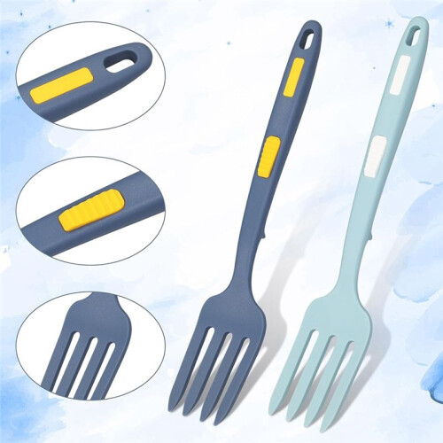 Silicone Cooking Forks, Multifunctional Cooking Fork Spaghetti Fork Heat Resistant Nonstick Blending Fork for Kitchen 2
