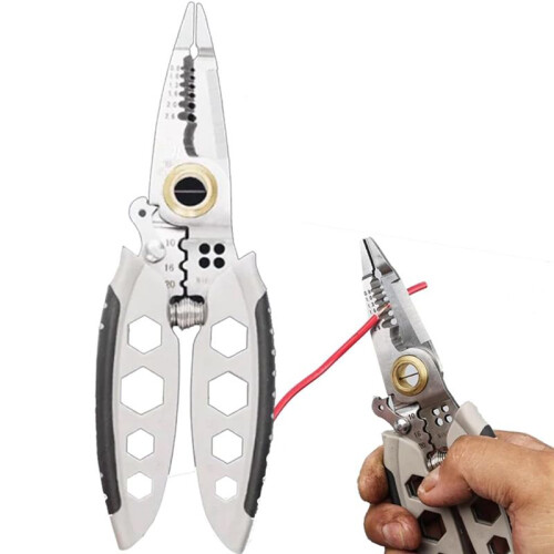 7 Inch Multipurpose Wire Stripper,Heavy Duty Electrical Wire Stripping Tool, Wire Strippers and Crimping Tool 2 Pack 2