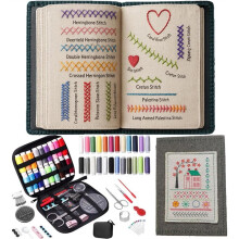 Upgraded Embroidery Stitch Book Kit,106 Patterns with Tools & Tutorials, 86 PCS Beginner Embroidery Kit,for DIY