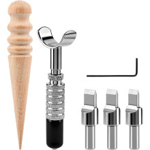Leather Swivel Knife, Leather Carving Tools, 3 Replaceable Blades for Engraving and Stamping,DIY Handmade Adjustable