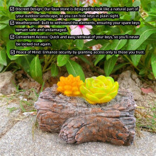Fake Rock Hidden Key Box för Utsidan - SäKer Resin Reservnyckelgömma för UtomhusträDgåRd eller TräDgåRd (TräDstubbstil)