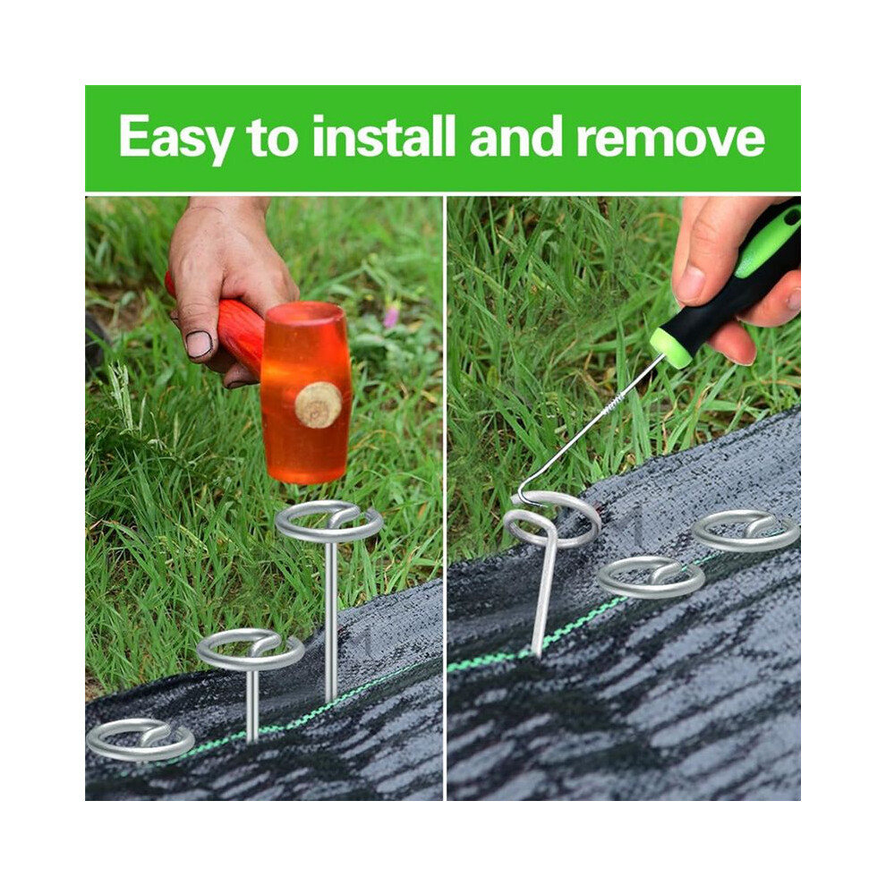 50Pcs Circle Top Landscape Staples, 6Inch Garden Stake Galvanized Landscape Fabric Stakes, Heavy Duty Yard Ground Pins 6031211922908