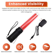 Traffic Wand 26cmLed Traffic Control Wand with 2Flashing Modes Air Marshaling Signal Wand Chinese Plug CN Plug