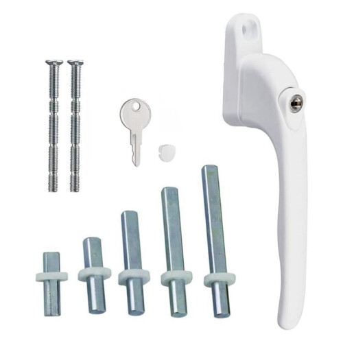 Window Handle, for Windows, White, Universal Window Handle, Flat Handle, Key Lock, for Double Glazing