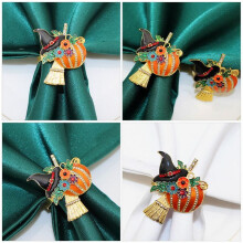 4pcs Halloween Napkin Rings Pumpkin Witch Napkin Holders Serviette Buckles Halloween Parties Supply Table Decorations