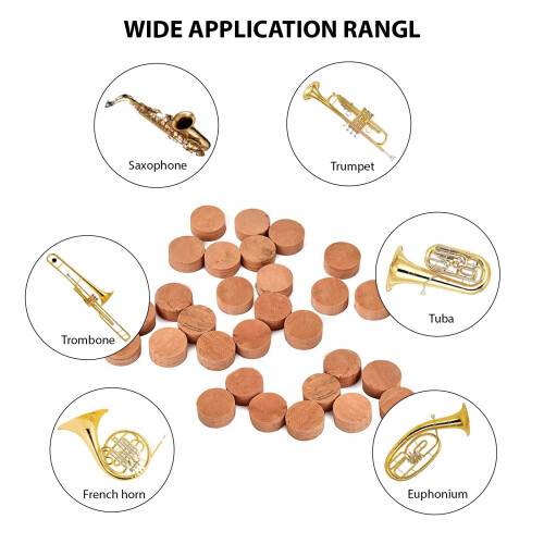 Noise-Reducing Saxophone Cork Pads 30 Pack Replacement for Musical Instruments 2