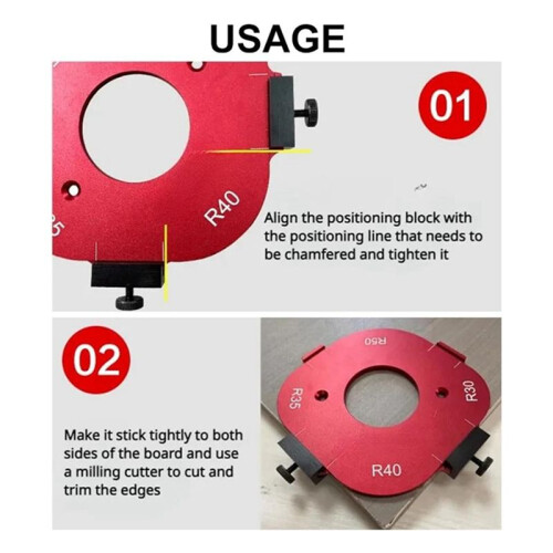4-In-1 Arc Angle Positioning Template, Router Corner Radius Template, Corner Radius Jig Router Template, Reusable 30-50R 2