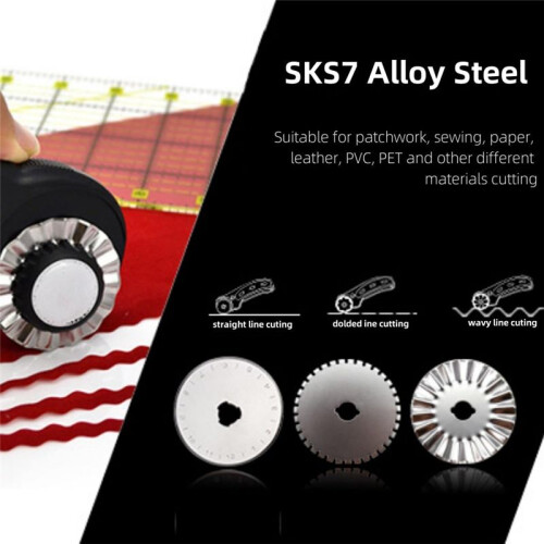 12pack 45mm Rotary Cutter Blades Kits, Perforating Rotary Replacement Blades for Fabric Leather 7  Type 2