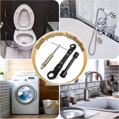 3-In-1 Plumbing Tool Angle Stop Wrench Set with Compression Socket Puller Tool, Water Pipe Wrench for Installing Angle