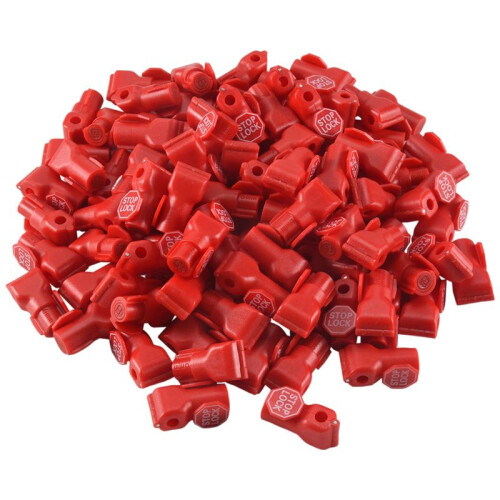 Peg Hook Lock Stop Lock 100 Pieces Plastic Red Stop Lock Anti-Theft Lock Retail Pin Hook Safety Display Hook Lock 1