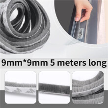 Sealing Strip, Door Brush Seal, Weather Strip, for Sliding Doors, Windows, Self-Adhesive Insulating Door Seal,5Mx0.9cm