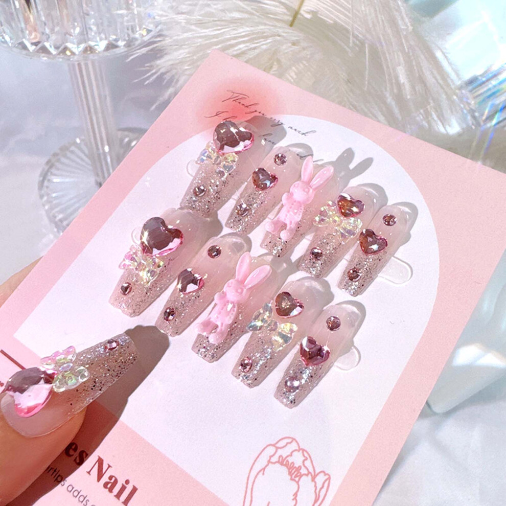 Reach-Tools Pink Glitter Fake Nails - Durable & Comfortable