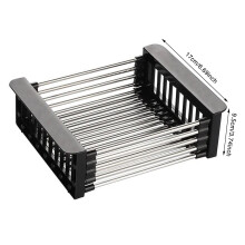 (Black, S) Sink Drain Rack & Sponge Holder for Home & Hotel