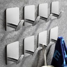 8Pcs Towel Hooks for Bathrooms Adhesive Wall Hooks for Hanging Robe Coat Stick Hooks No Damage Stainless Steel