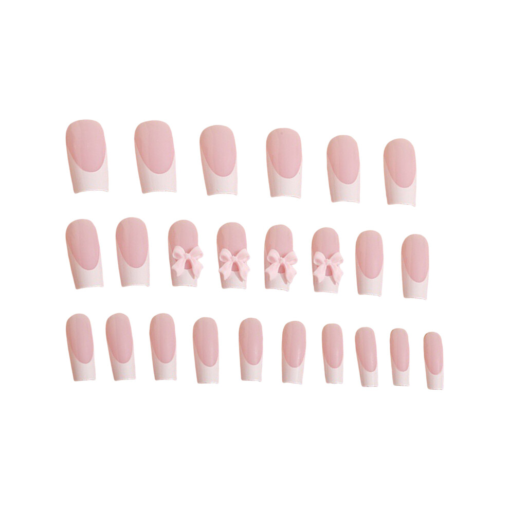 Dachuang Beauty Pink White Tip Press On Nails - Reusable & Long Lasting
