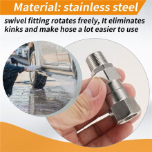 2Pcs Pressure Washer Swivel, 3/8 Inch NPT Male Thread Fitting, Stainless Steel, Kink Free To Hose Fitting