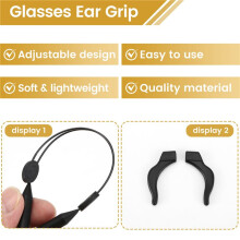 Glasses Strap Adjustable Eyewear Retainer 3Pcs Universal Fit Sports Sunglasses Retainer + 6Pcs Glasses Ear Grip