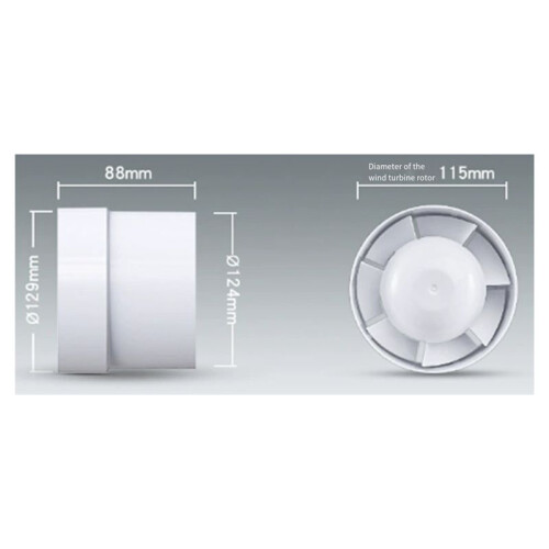 Exaustor de 6 Polegadas e 150 mm em Linha, Ventilador de Baixo Ruído, Ventilador de Banheiro e Cozinha, Volume de Vento 2