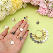 20PCS Numbered Stitch Markers 0-9, Alloy Crochet Knit Locking Clips, Black & White