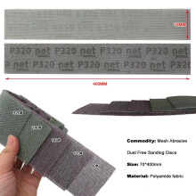 10 Pcs 400X70mm Mesh Abrasive Dust Free Sanding Discs Anti-Blocking Dry Grinding Sandpaper 80 to 320 Grit Hook Loop