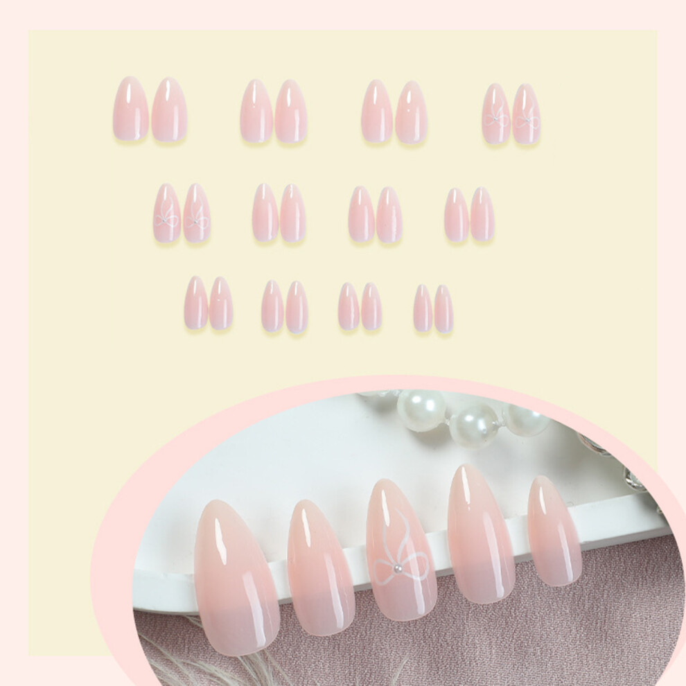 Dachuang Beauty Pink,White Pearl Pink Gradient Fake Nails, Salon Supply