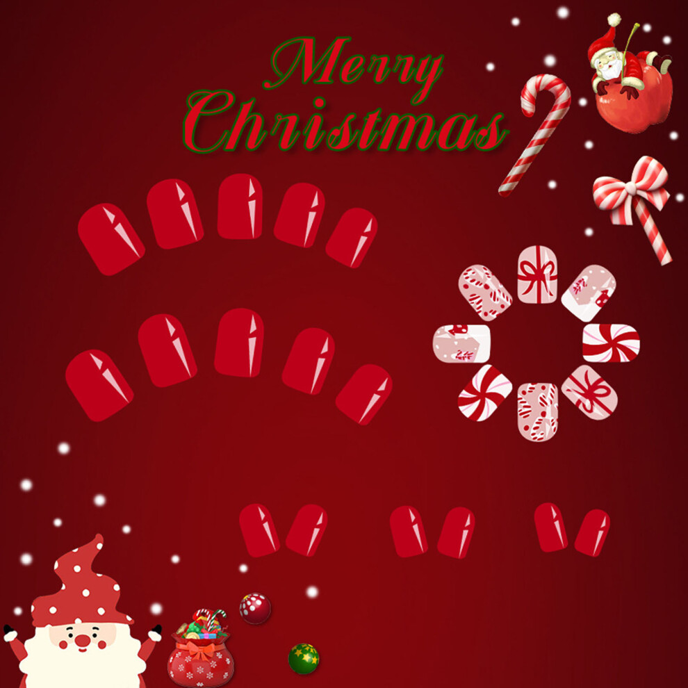Dachuang Beauty Candy Print Xmas Fake Nails - Eco-Friendly, Odorless